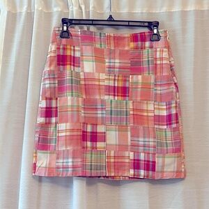 Talbots Pink and Orange Plaid Pencil Skirt